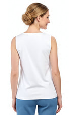 Women's Rhinestone Notch V-Neck Sleeveless Knit Tank Top