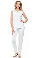 Women's Rhinestone Notch V-Neck Sleeveless Knit Tank Top
