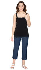 Women's Lace Trim Sleeveless Cotton Blend Tank Top
