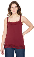 Women's Lace Trim Sleeveless Cotton Blend Tank Top