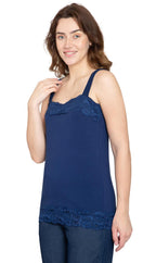 Women's Lace Trim Sleeveless Cotton Blend Tank Top