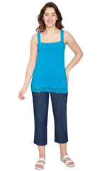 Women's Lace Trim Sleeveless Cotton Blend Tank Top