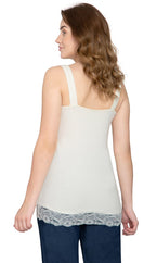 Women's Lace Trim Sleeveless Cotton Blend Tank Top