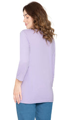 Women's 3/4 Sleeve Henley Top — Cotton Blend with Button Placket