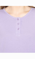 Women's 3/4 Sleeve Henley Top — Cotton Blend with Button Placket