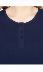Women's 3/4 Sleeve Henley Top — Cotton Blend with Button Placket