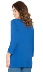 Women's 3/4 Sleeve Henley Top — Cotton Blend with Button Placket