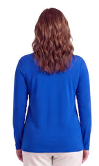 Women's Long Sleeve Mock Neck Top — Lightweight Cotton Blend