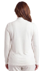 Women's Long Sleeve Mock Neck Top — Lightweight Cotton Blend