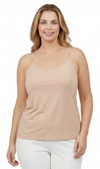 Women's Adjustable Strap Camisole with Built-In Shelf Bra — Cotton Blend