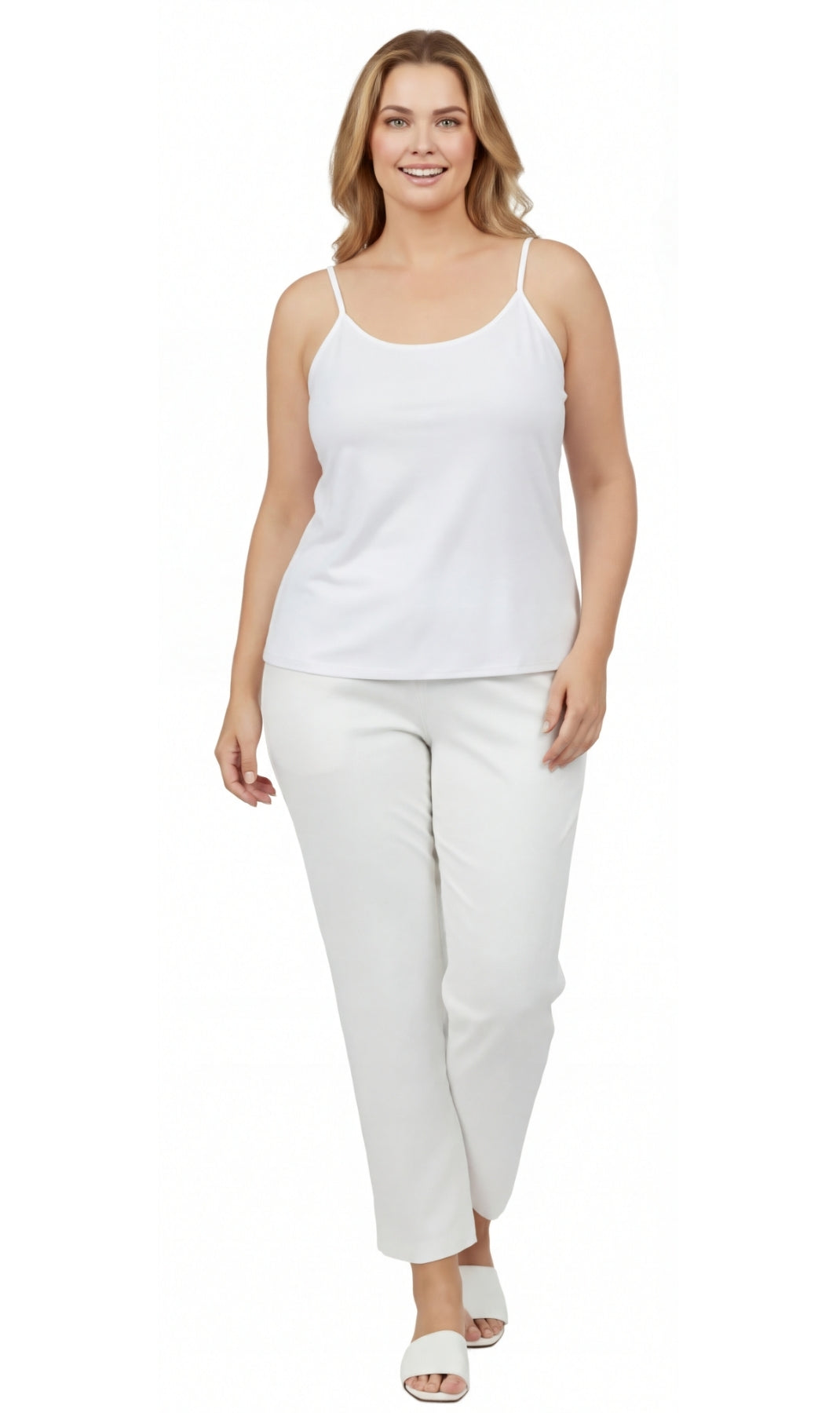 Women's Adjustable Strap Camisole with Built-In Shelf Bra — Cotton Blend