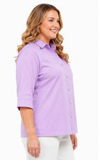 Women's 3/4 Sleeve Button-Down Camp Shirt — Collared Regular Fit