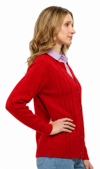 Women's Classic Button Front Cable Knit Cardigan — Soft Acrylic