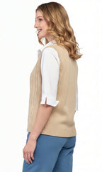 Women's Cable Knit Cardigan Sweater Vest — Button Front
