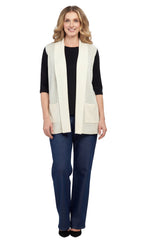 Women's Long Sleeveless Open Front Soft Shawl Collar Vest