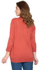 Women's Open Front Curved Hem Cardigan — Cashmere-Like Soft Knit