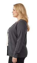 Women's Button Front Cardigan Crewneck Sweater with Pockets — Cotton Soft