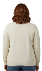 Women's Button Front Cardigan Crewneck Sweater with Pockets — Cotton Soft