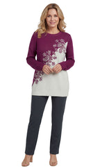 Women's Snowflake Color Block Holiday Crewneck Sweater — 100% Acrylic
