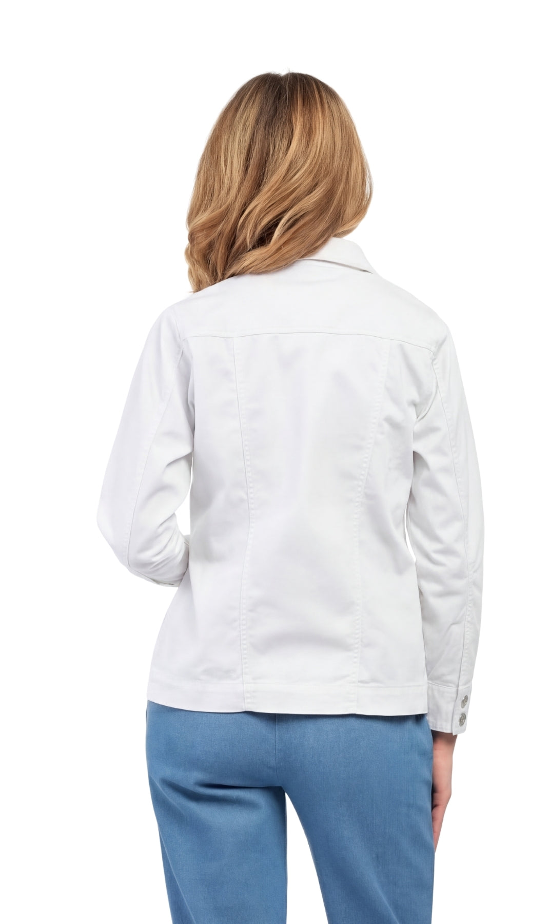 Women's Button Front Brushed Twill Jacket with Collar and Patch Pockets
