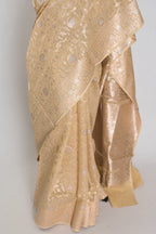 Gracy: Beige & Gold Jamdani Banarasi Saree | Bengali-Varanasi Fusion