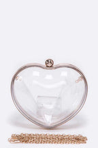 Clear Acrylic Puff Heart Convertible Clutch