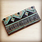 Embossed Leather Wallet-Turquoise