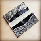 Hair-on-Hide Leather Wallet-Gray and White