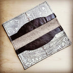 Embossed Leather Wallet in Oyster Paisley