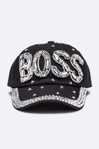 Crystal BOSS Embellished Fashion Denim Cap