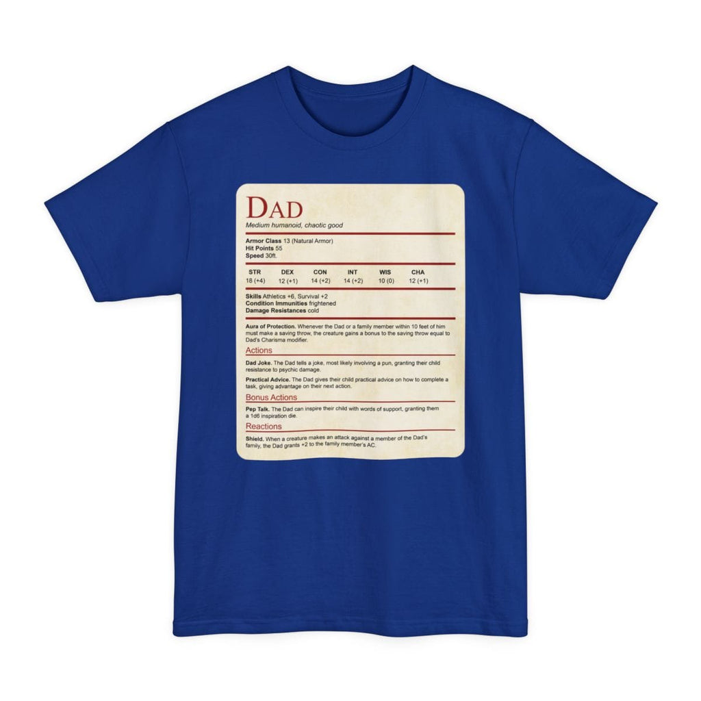 D&D Dad Tall T-Shirt With Stat Block