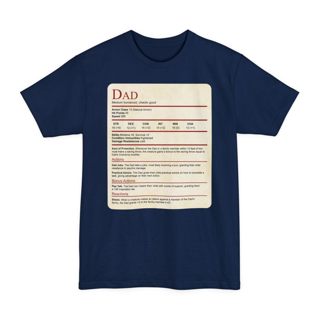 D&D Dad Tall T-Shirt With Stat Block