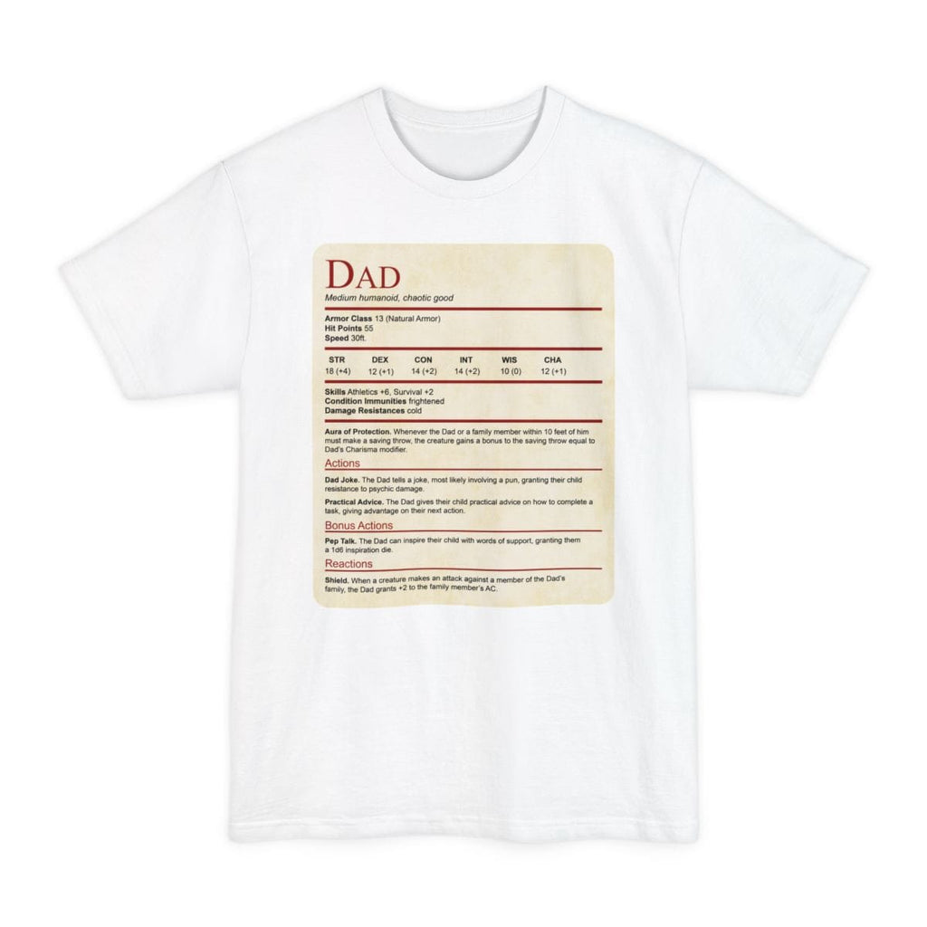D&D Dad Tall T-Shirt With Stat Block