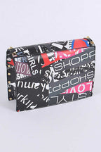Studded Patent Crossbody Graffiti Bag