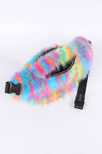 Rainbow Color Furry Fur Oversize Fanny Pack