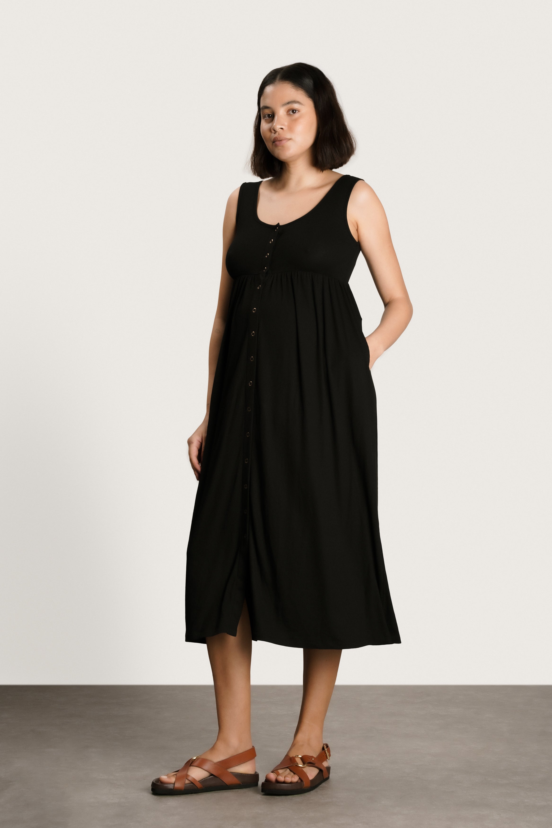 Ribbed Modal Henley Dress
