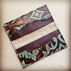 Embossed Leather Wallet in Turquoise Laredo