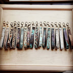 Embossed Leather Key Chain Strap Blue