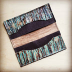 Embossed Leather Wallet-Turquoise Chateau