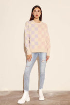 Two tone checker sweater