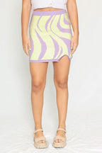 Wave knit sweater skirt