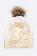 Metallic Cashmere Fur Pom Beanie