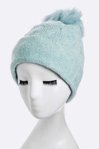 Wool Blend Fur Pom Slouchy Beanie