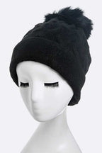 Wool Blend Fur Pom Slouchy Beanie
