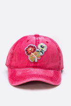 Embroidered Flower Washed Cotton Cap