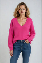 Ribbed v neck sweater