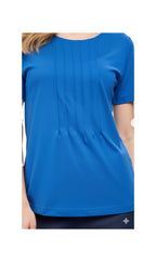 Women's Short Sleeve Pintuck Scoop Neck T-Shirt — 100% Cotton Knit