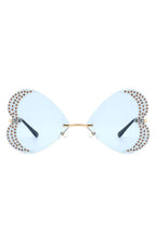 Rimless Butterfly Tinted Fashion Women Sunglasses