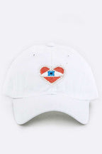 Beaded Eye Heart Patch Cotton Cap