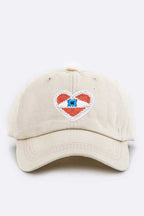 Beaded Eye Heart Patch Cotton Cap